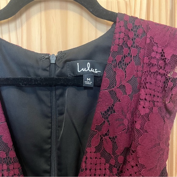 Lulu’s Molinetto Burgundy Lace Ruffled Tiered Sleeveless Maxi Dress sz. M - Picture 6 of 6